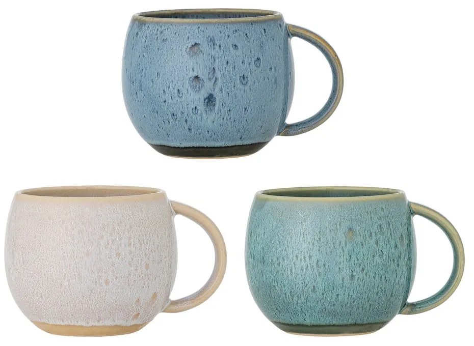 Сини/кремави глинени чаши в комплект от 3 бр. 420 ml Harriet – Bloomingville