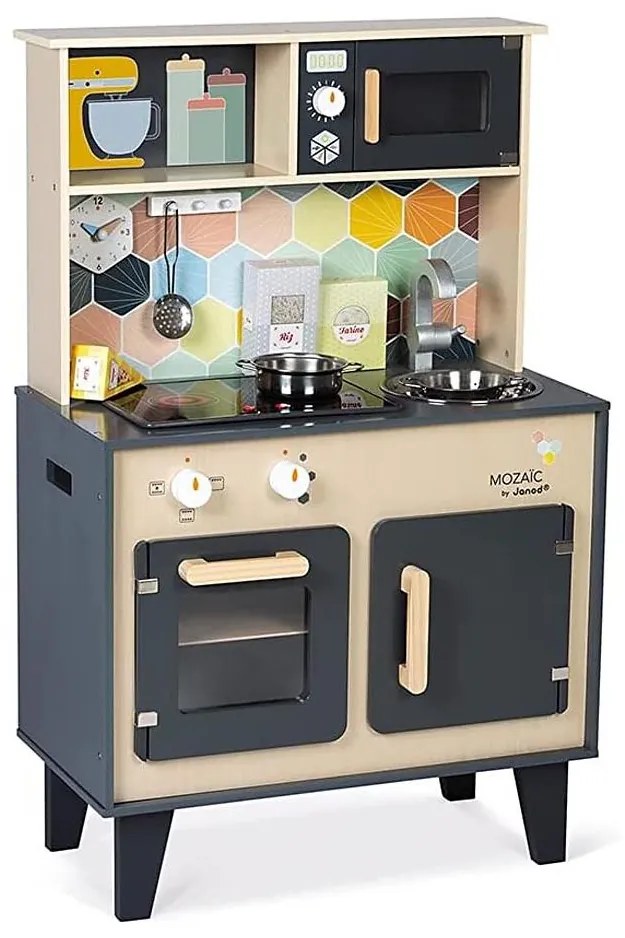 Janod - Дървена кухня с LED готварски плот MOZAIC 2xLR6