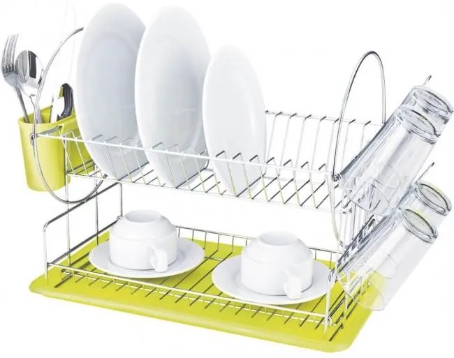 G-Сушилник за чинии на 2 етажа, зелен (71021S-1-G)
