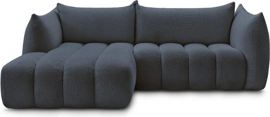 Тъмносин ъглов диван от прежда с примки от букле (ляв ъгъл) Azra – Bobochic Paris