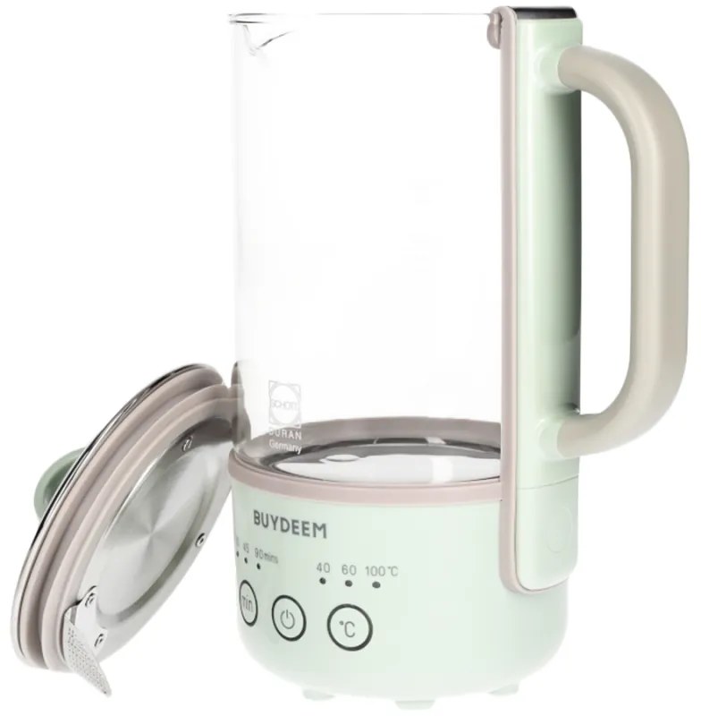 Електрическа кана BUYDEEM K314, 300W, 0.6 л, Таймер с 3 степени, 3 температурни настройки, Поддържане топло до 8 часа, Светлозелен
