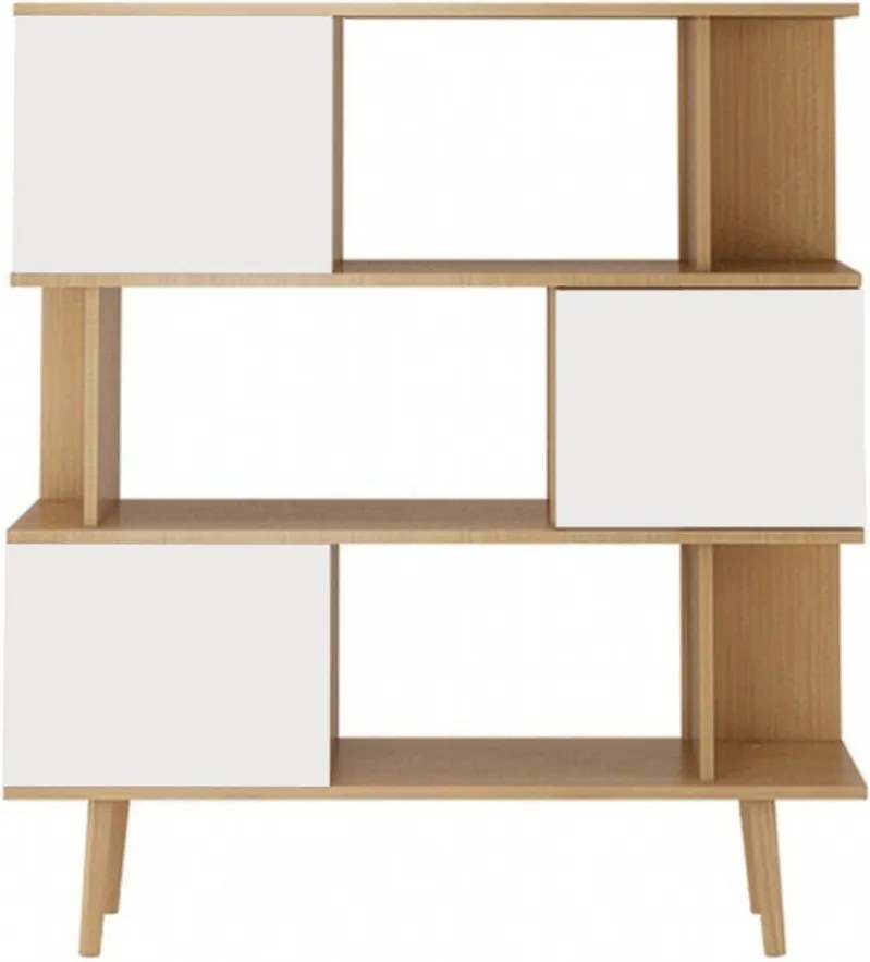 Бял шкаф за книги в дъб 120x130 cm Alana - Støraa