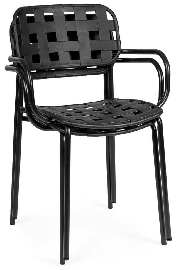 Черни градински столове в комплект от 4 бр. метални Clover – Bizzotto