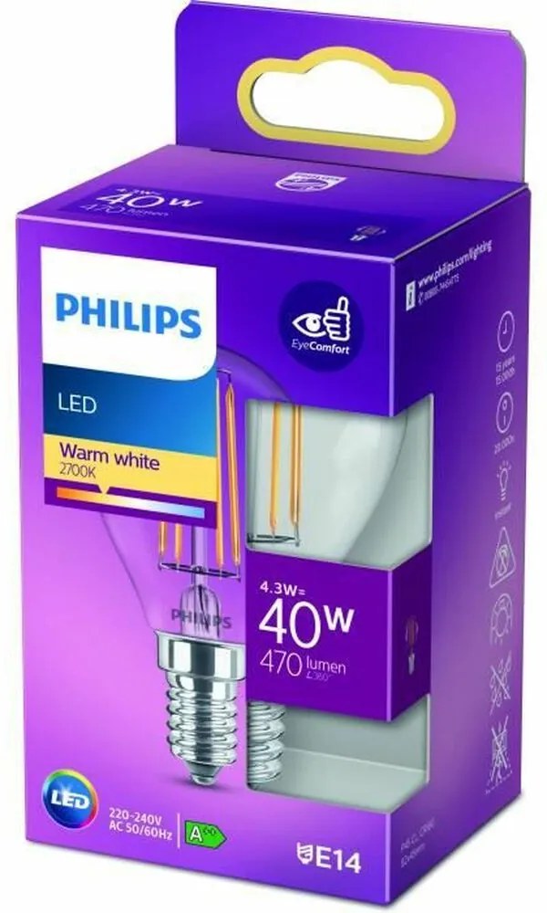 Сферична LED крушка за лампа Philips Classic 40 W E14 F 4,3 W (2700k)