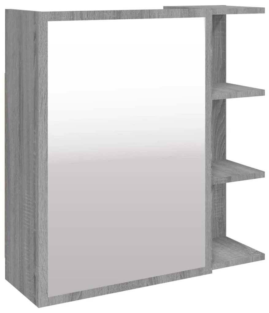 826352 vidaXL Огледален шкаф баня сив сонома 62,5x20,5x64 см инженерно дърво