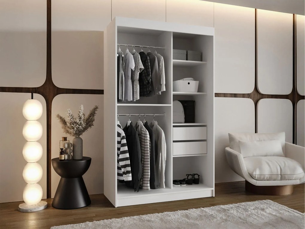 Гардероб Selfie 120 плъзгащ-Бяло