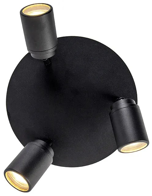 Модерен прожектор за баня черен 3-светлина IP44 - Ducha