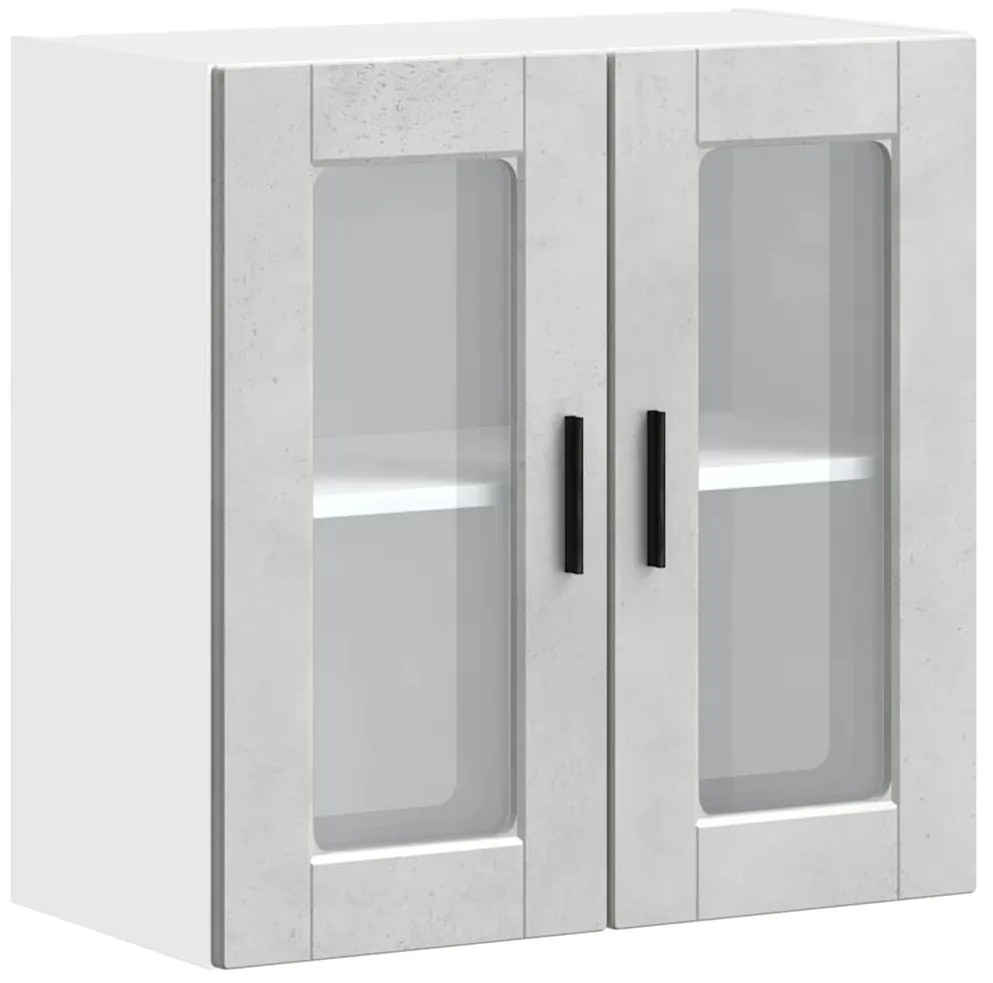 854151 vidaXL Кухненски стенен шкаф със стъклена врата Porto бетонно сив