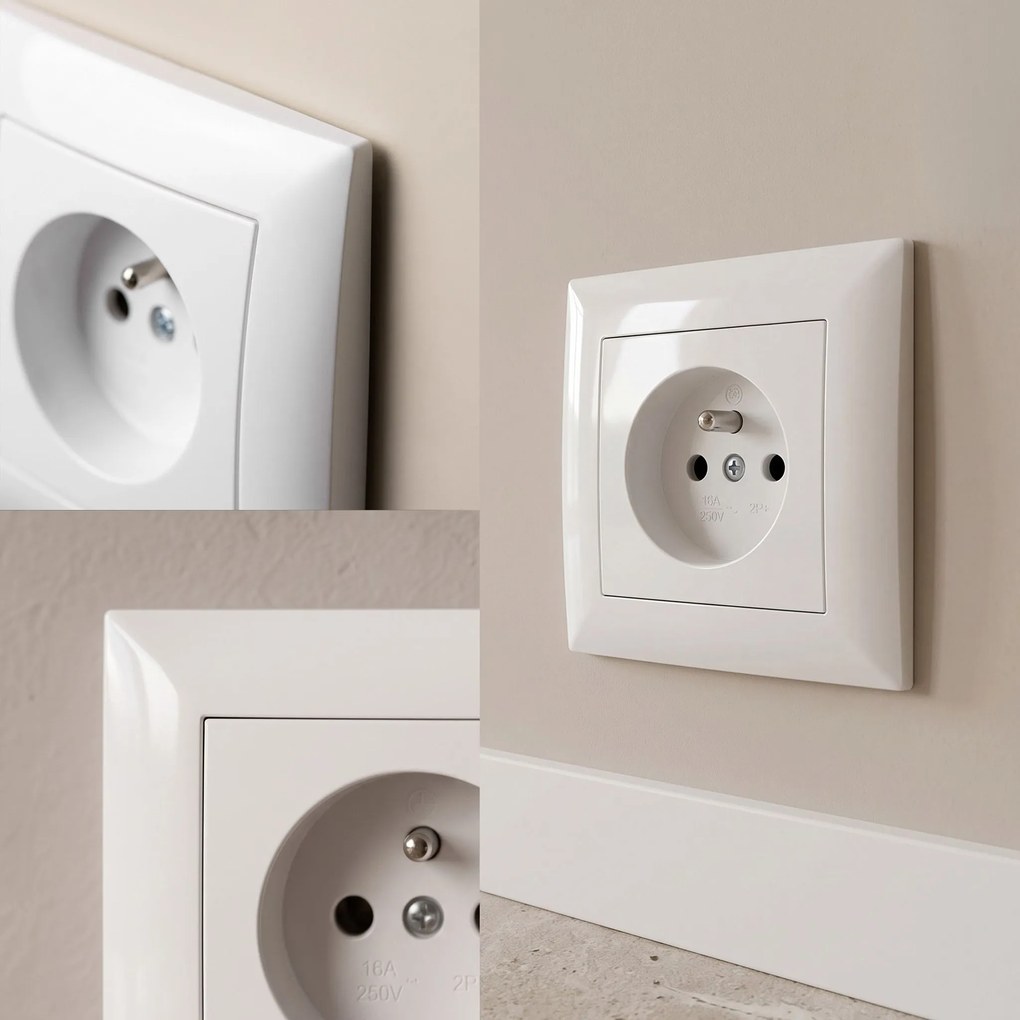 Единичен контакт със заземяване и рамка OSTE JNH001-G White