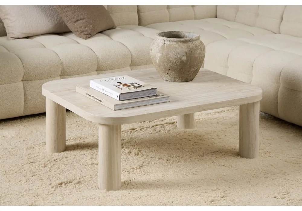 Бежова масичка за кафе от декор от мрамор 75x100 cm Solano – Actona