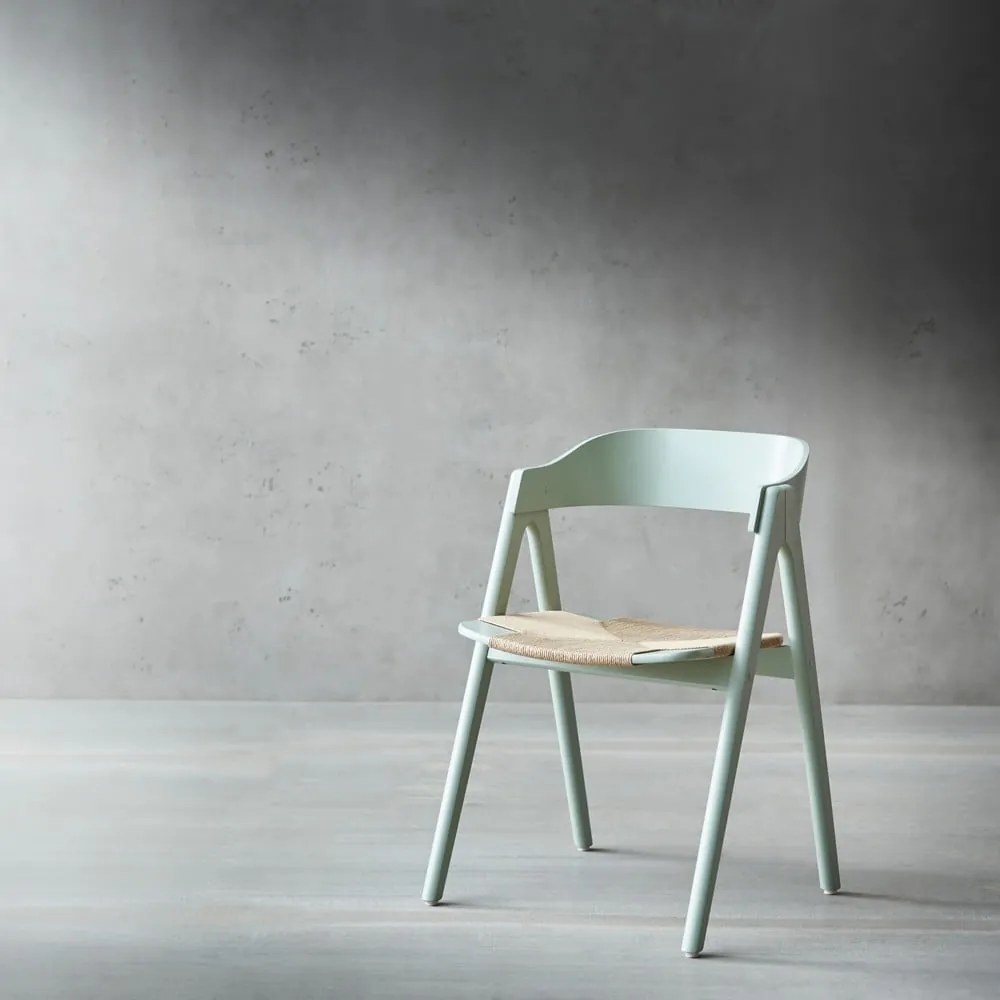 Светлозелен трапезен стол от букова дървесина с ратанова седалка Findahl от Hammel Mette - Hammel Furniture