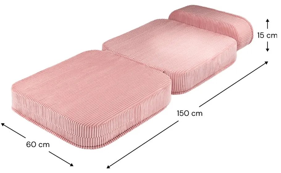 Розов детски стол от рипсено кадифе Flip – Wigiwama