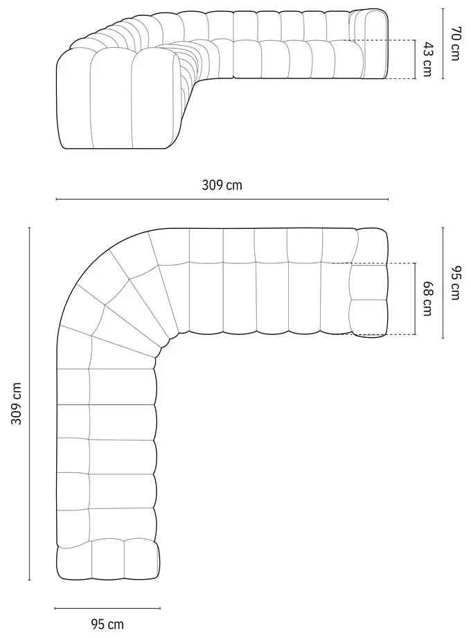 Зелен кадифен модулен ъглов диван Lupine – Micadoni