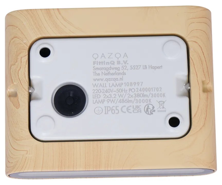 Скандинавска външна стенна лампа с дървесен принт 11,5 см с включен LED IP65 - Batt