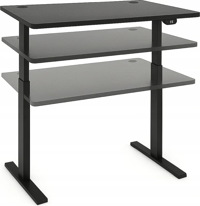 Електрическа маса с регулируема височина 72 - 117 см - орех, черно Ширина: 60 см | Дължина: 140 см