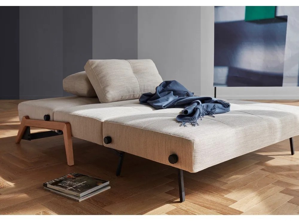 Пясъчно сив разтегателен диван, 96 x 167 cm Innovation Cubed Wood Linen Sand Grey