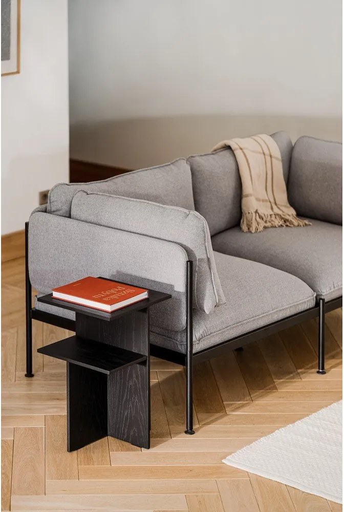 Черно нощно шкафче от декор от дъб с рафтове Atik – noo.ma