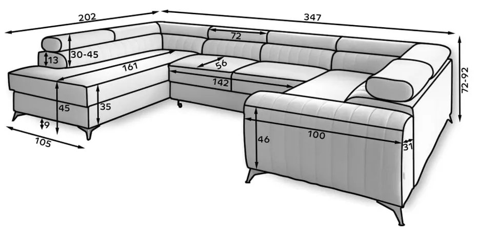 Бял разтегателен ъглов диван с място за съхранение от изкуствена кожа (десен ъгъл U форма) Louis – ELTAP