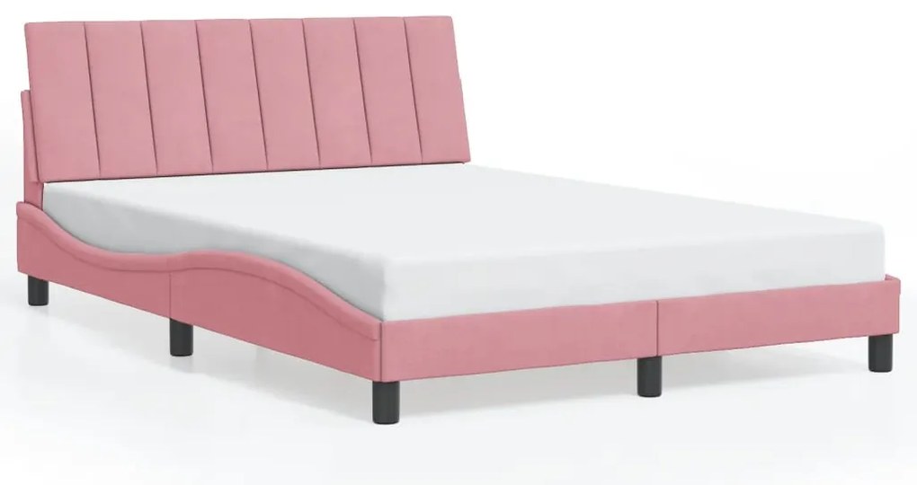 3207842 vidaXL Рамка за легло без матрак Hanko, розова, 120x200 см, кадифе
