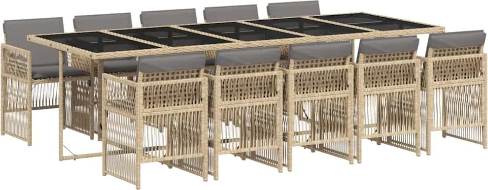 3210936 vidaXL Градински комплект с възглавници, 11части, бежов микс полиратан