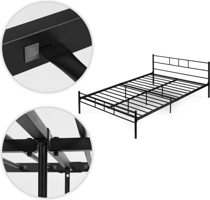 Черно метално легло със стабилна рамка