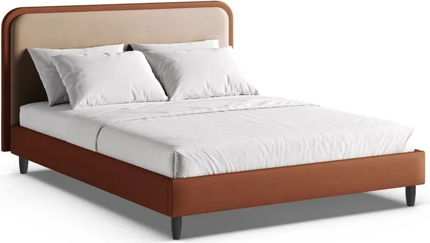 Двойно легло тапицирано с включена подматрачна рамка в тухлен цвят 140x200 cm Aveline – Micadoni