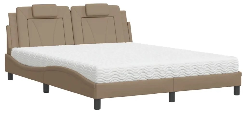 3208807 vidaXL Легло Viana без матрак, капучино, 160x200 см, изкуствена кожа