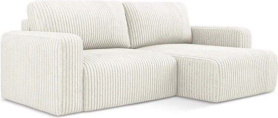 Кремав сгъваем/с място за съхранение ъглов диван от рипсено кадифе (десен ъгъл) Kona – Makamii