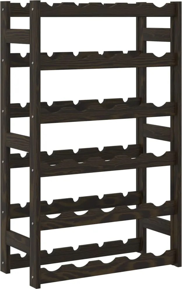 Поставка за вино за 30 бутилки, черна, бор масив