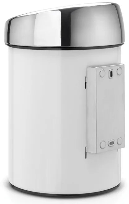 Кош за боклук Brabantia Touch Bin 647216, 3 л, Плавно и безшумно отваряне, Стенен монтаж, Бял