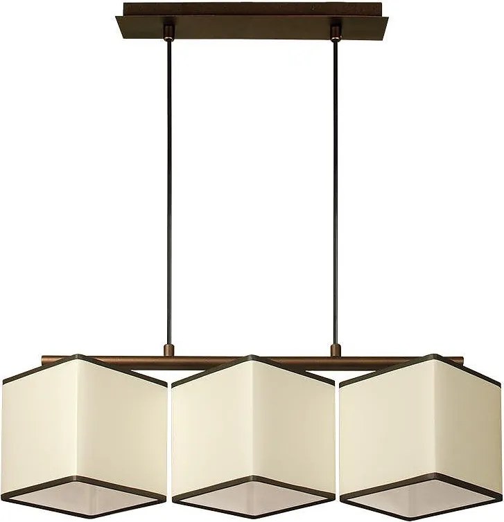 Пендел МИЛАНО, патина, абажури Шинц Крем, 3xE27