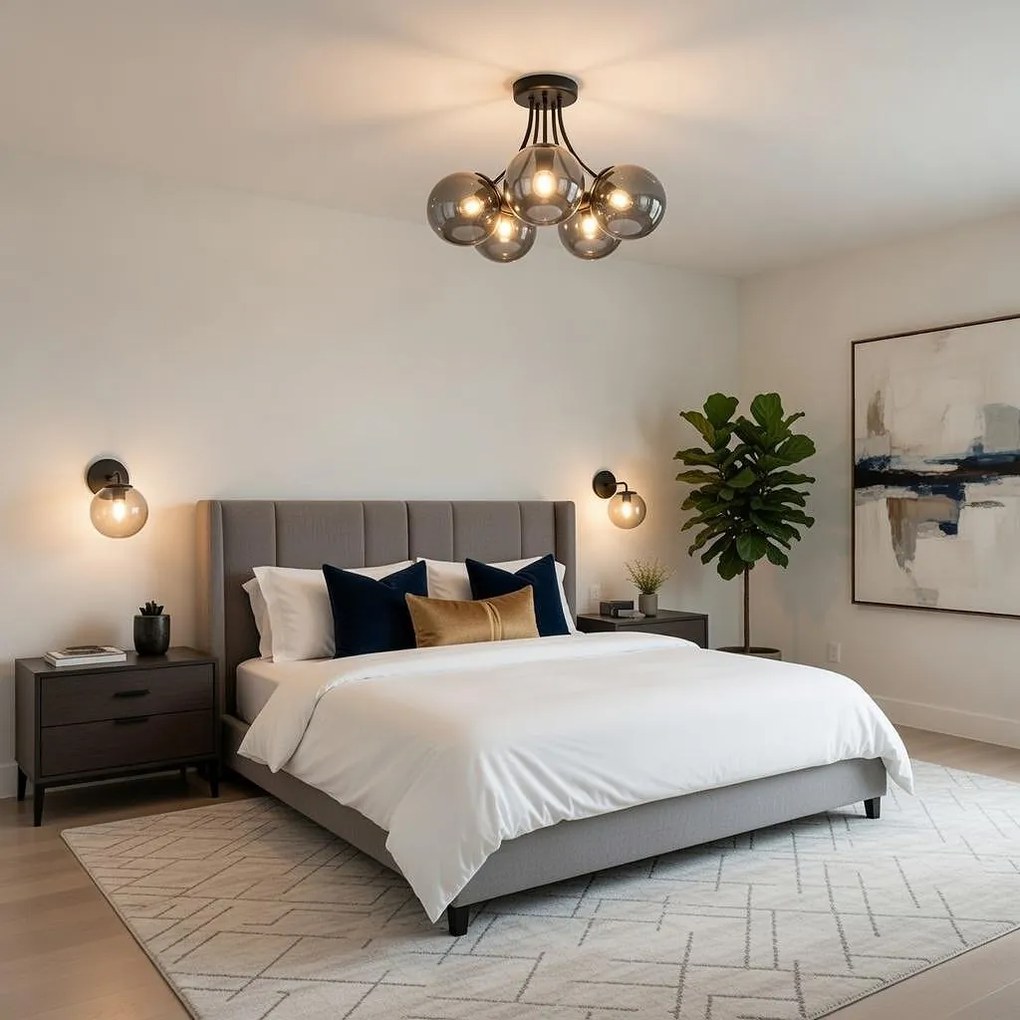 Плафон РИО, черен/сив, 5xE27