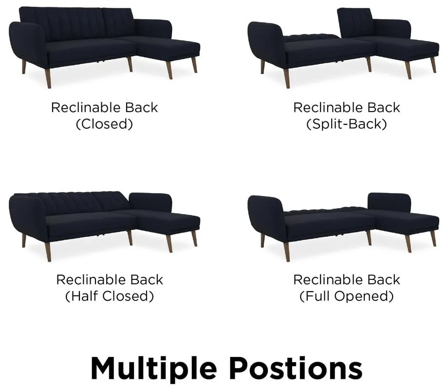 Тъмносин ъглов разтегателен диван Brittany - Novogratz