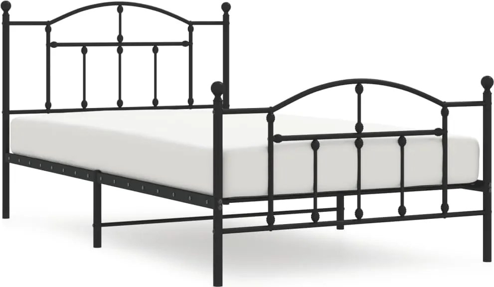 353453 vidaXL Метална рамка за легло с горна и долна табла, черна, 107x203 см