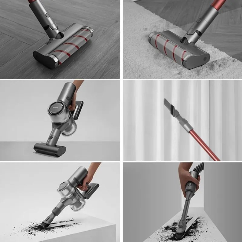 Разопакован: Вертикална прахосмукачка Dreame V11 VVN6, 450W, 150AW, 25000Pa, 125000 об/мин, 0.5 л, 3 режима, 90 мин, OLED, HEPA, Сив/червен