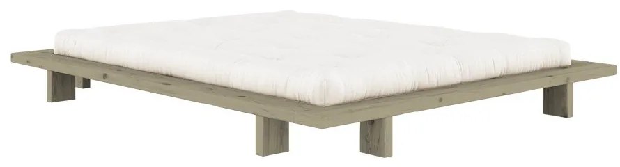 Светлозелено двойно легло 160x200 cm от масивен бор без табла с включена подматрачна рамка Japan – Karup Design