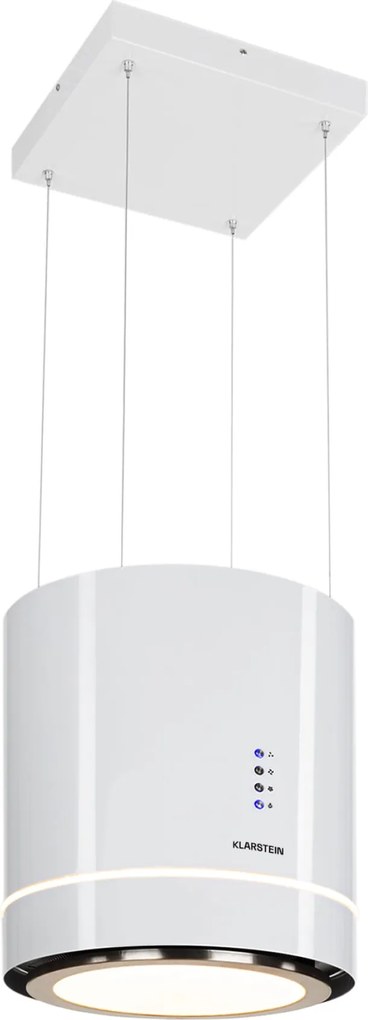 Klarstein Tron Ambience, островен абсорбатор, Ø 38 cm, рециркулаци 540 m³/h, LED, бял