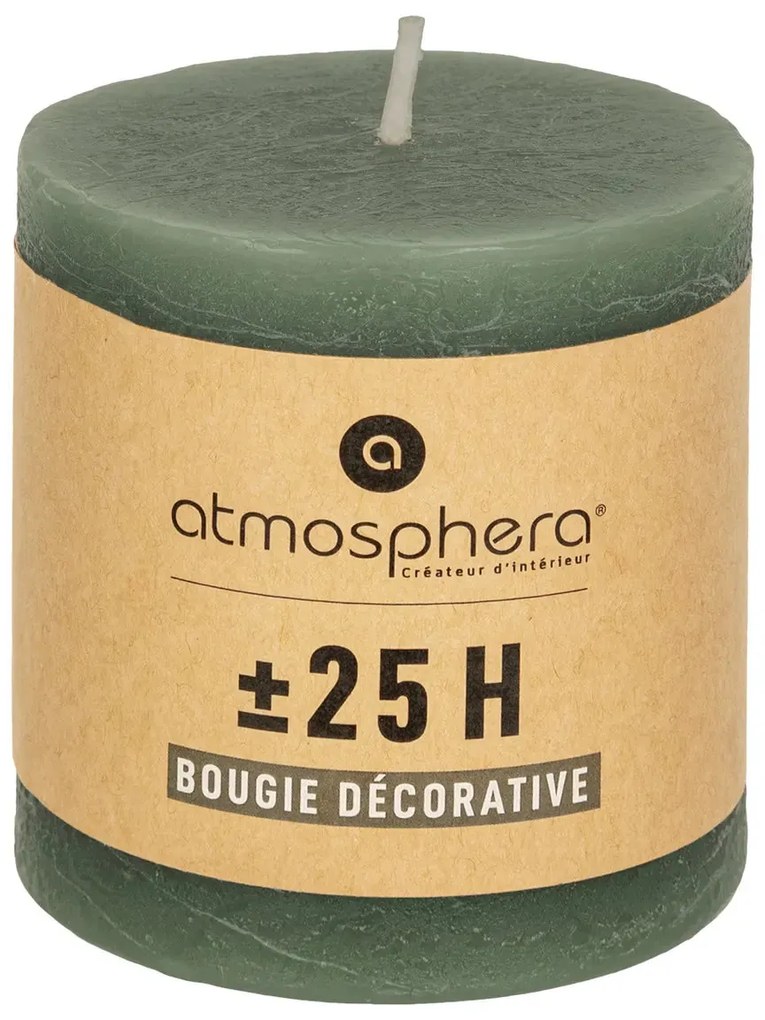 Свещ без аромат atmosphera Olia, Кръгла, 6.7x7 cm - Зелен