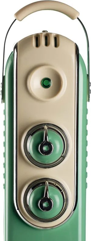 Разопакован: Маслен радиатор Ariete VINTAGE 0837/14, 1500W, 7 ребра, 15 м2, 3 степени, Въртящи се на 360 колелца, Дръжка, Зелен