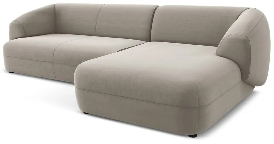 Бежов кадифен ъглов диван (десен ъгъл) Moana – Makamii