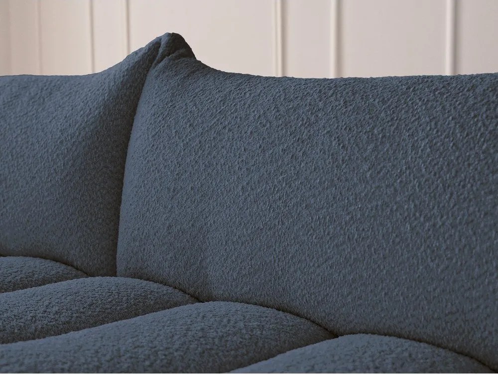 Тъмносин ъглов диван от прежда с примки от букле (ляв ъгъл) Azra – Bobochic Paris
