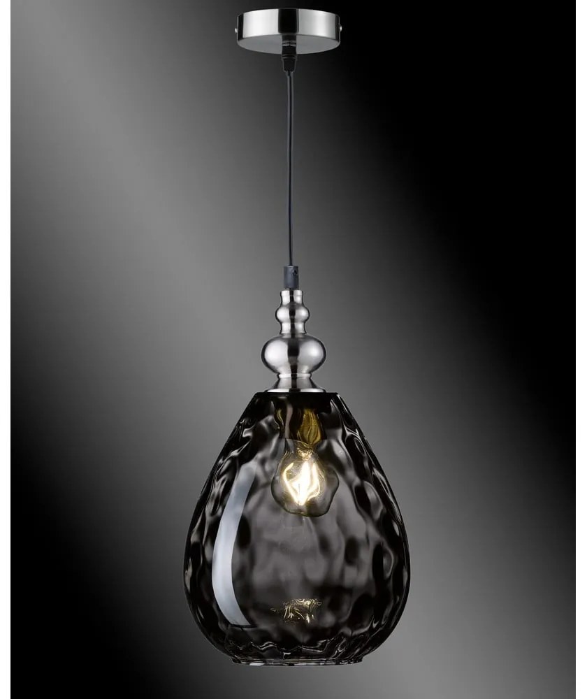 Черно висящо осветително тял със стъклен абажур Uller – Fischer & Honsel