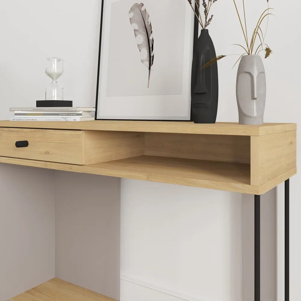 Конзолна маса с плот в дъбов декор 35x100 cm Saturne - Marckeric