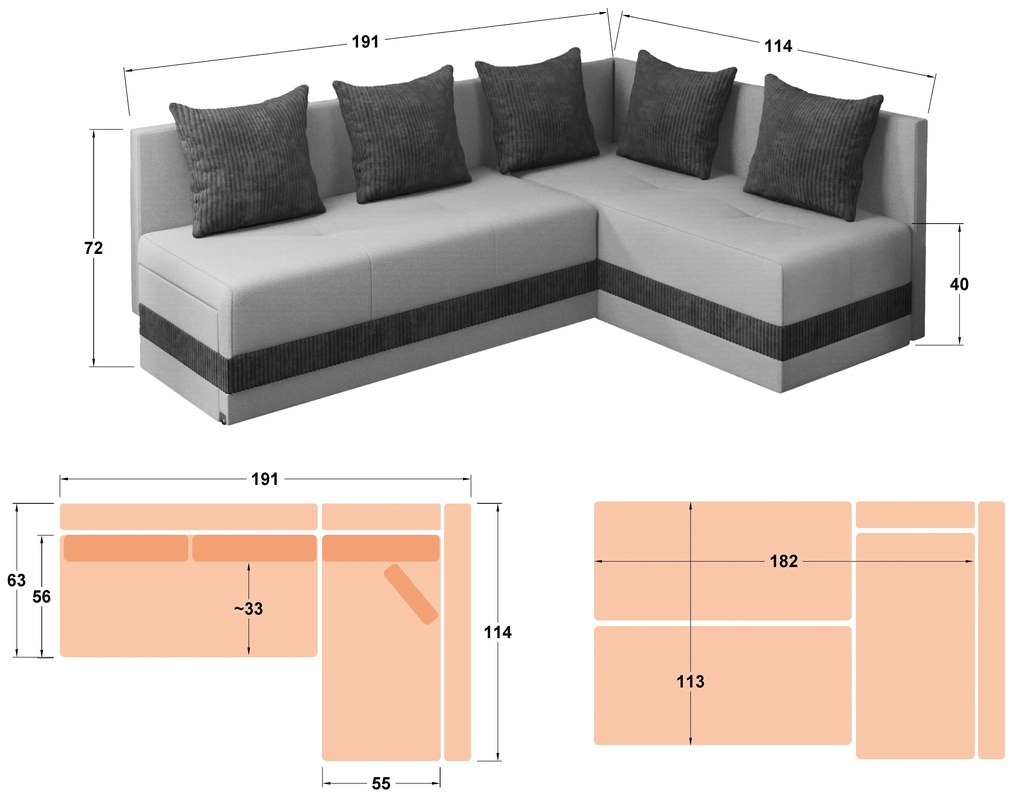 Разтегателен ъглов диван Арети