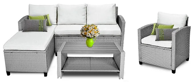 Стилни градински мебели от ратан в сиво