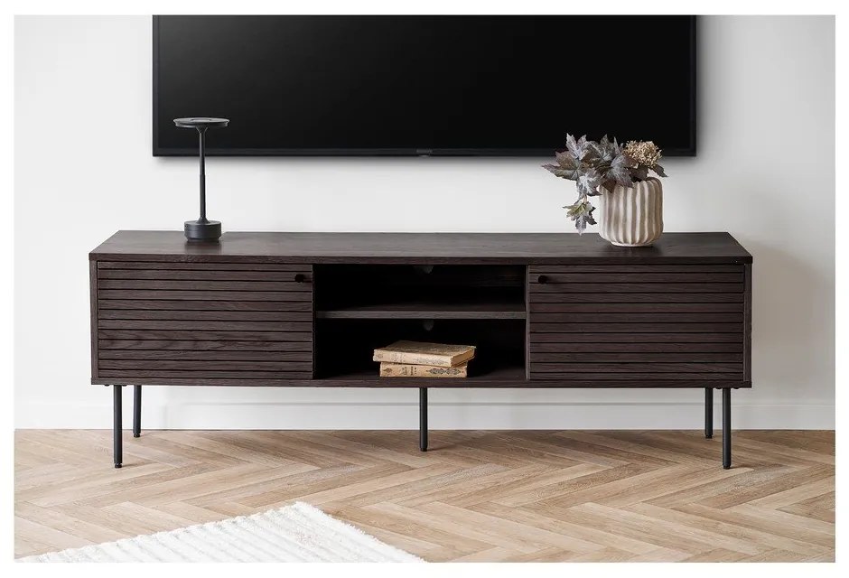 Кафява маса за телевизор от декор от дъб 40x50x150 cm Kyoto – House Nordic