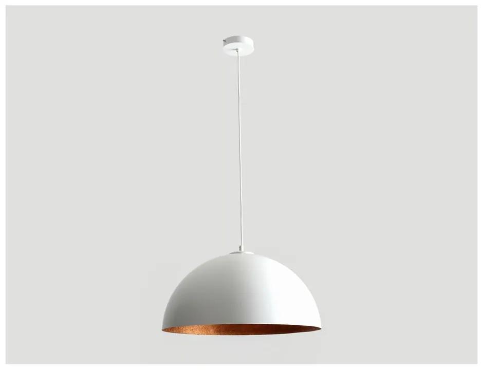 Бяла висяща лампа с детайли в меден цвят , ø 50 cm Lord - CustomForm
