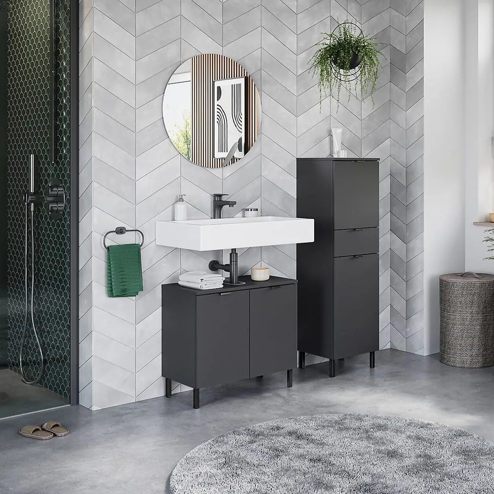 Антрацитен шкаф за мивка 60x56 cm Arcena – Germania