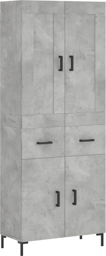 3199877 vidaXL Висок шкаф, бетонно сив, 69,5x34x180 см, инженерно дърво