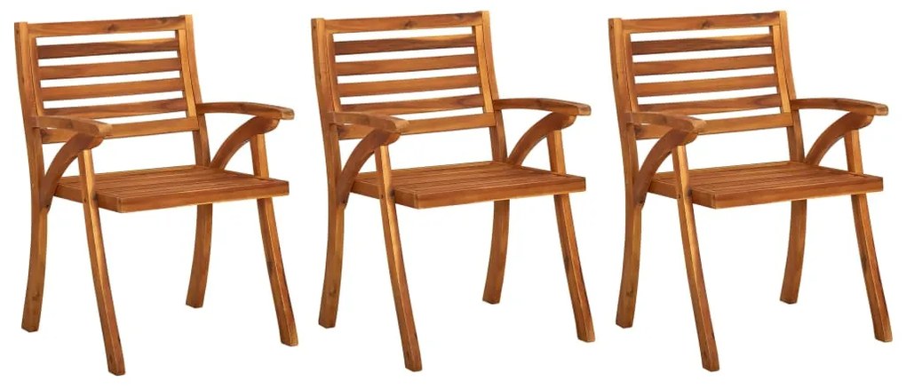 3060850 vidaXL Градински трапезни столове с възглавници, 3 бр, акация масив